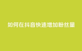 如何在抖音快速增加粉丝量
