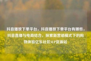 抖音播放下单平台，抖音播放下单平台有哪些，抖音直播与电商结合，探索新营销模式下的购物体验亿乐社区SUP货源站