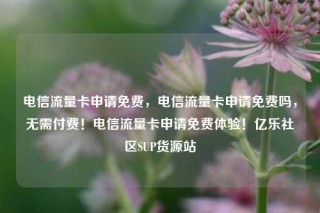 电信流量卡申请免费，电信流量卡申请免费吗，无需付费！电信流量卡申请免费体验！亿乐社区SUP货源站