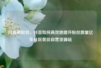 抖音刷粉丝，抖音如何高效地提升粉丝数量亿乐社区低价自营货源站