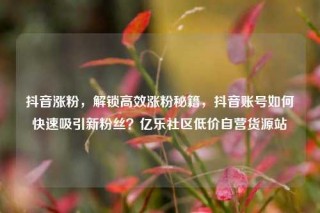 抖音涨粉，解锁高效涨粉秘籍，抖音账号如何快速吸引新粉丝？亿乐社区低价自营货源站