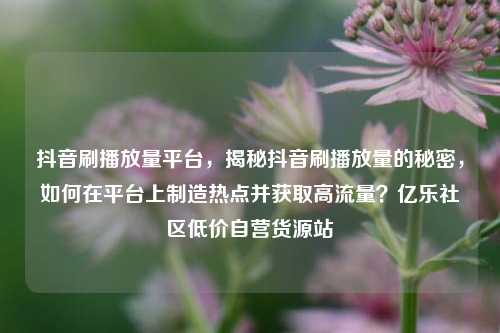 抖音刷播放量平台，揭秘抖音刷播放量的秘密，如何在平台上制造热点并获取高流量？亿乐社区低价自营货源站  第1张