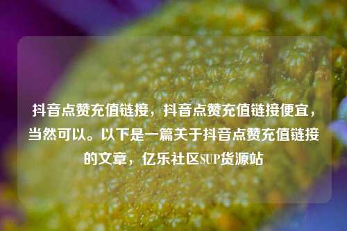 抖音点赞充值链接，抖音点赞充值链接便宜，当然可以。以下是一篇关于抖音点赞充值链接的文章	，亿乐社区SUP货源站  第1张