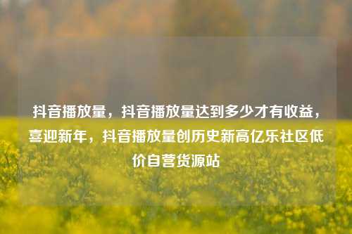 抖音播放量，抖音播放量达到多少才有收益，喜迎新年，抖音播放量创历史新高亿乐社区低价自营货源站  第1张