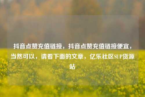 抖音点赞充值链接，抖音点赞充值链接便宜	，当然可以，请看下面的文章，亿乐社区SUP货源站  第1张